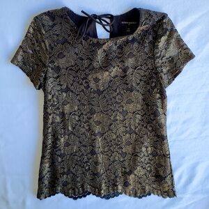 Banana Republic Black and Gold Lace Blouse Size XS